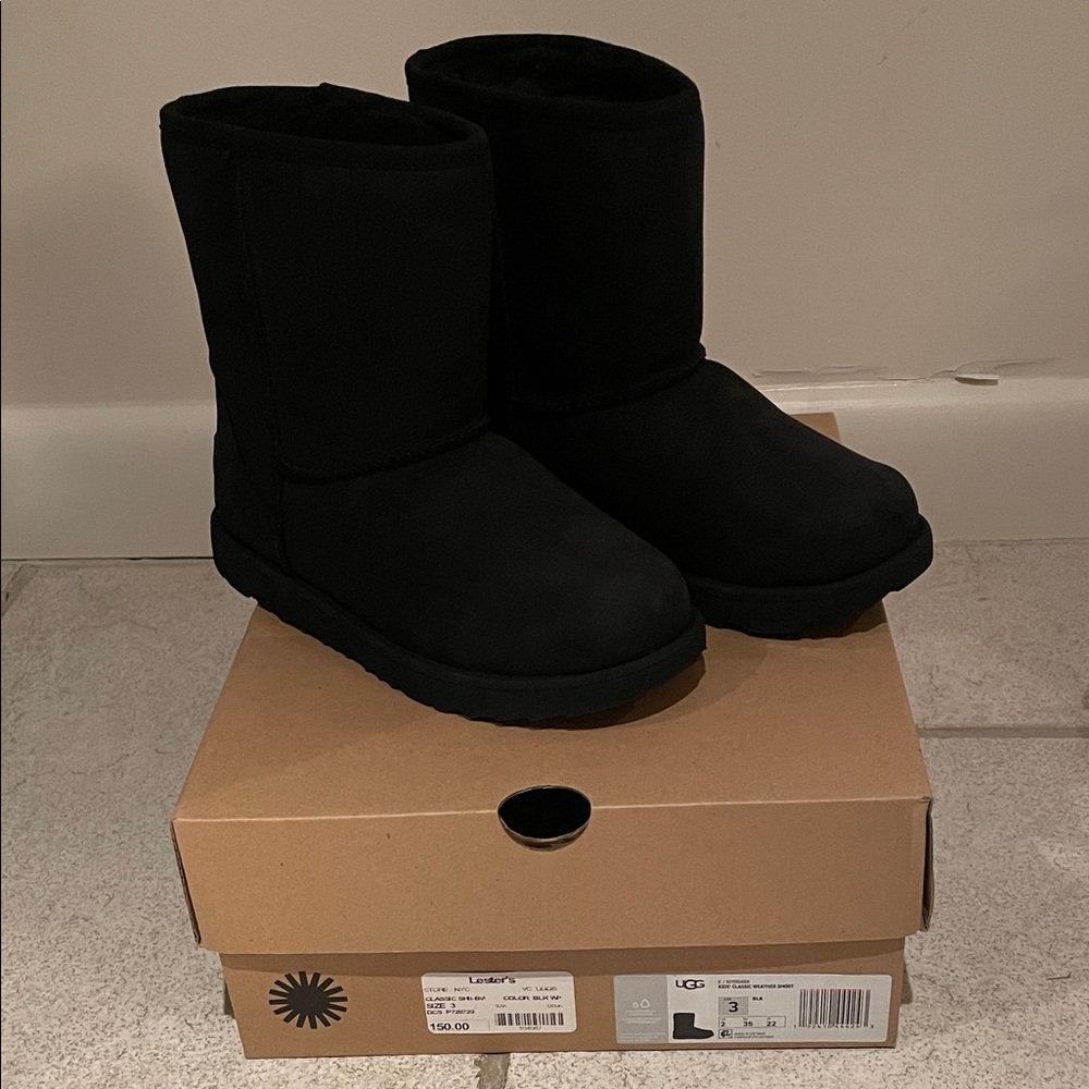 UGG Classic Black Boots - Girls Size 3 - Brand New